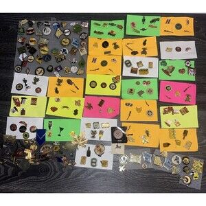 HUGE Vintage lapel pin lot States Sites, Events, Companies- Great Collection